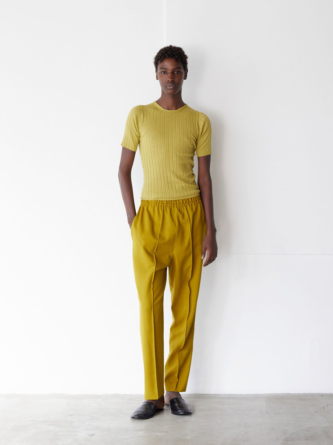 Wool Easy Trousers - Yellow