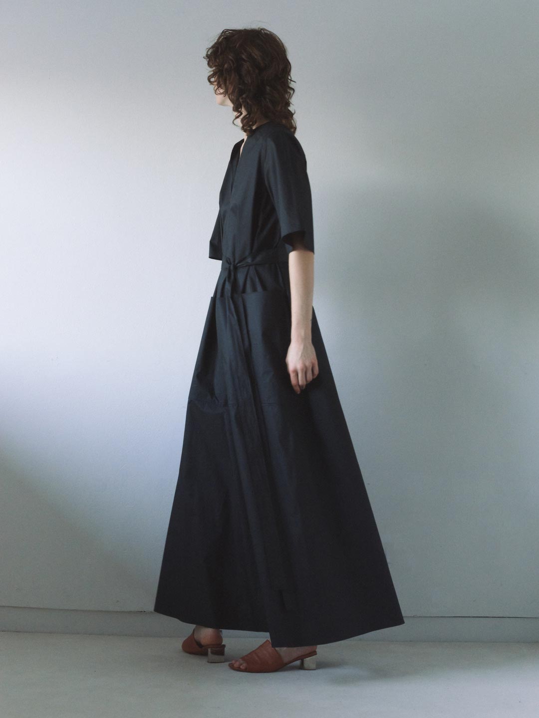 Cotton Broad Long Dress - Black