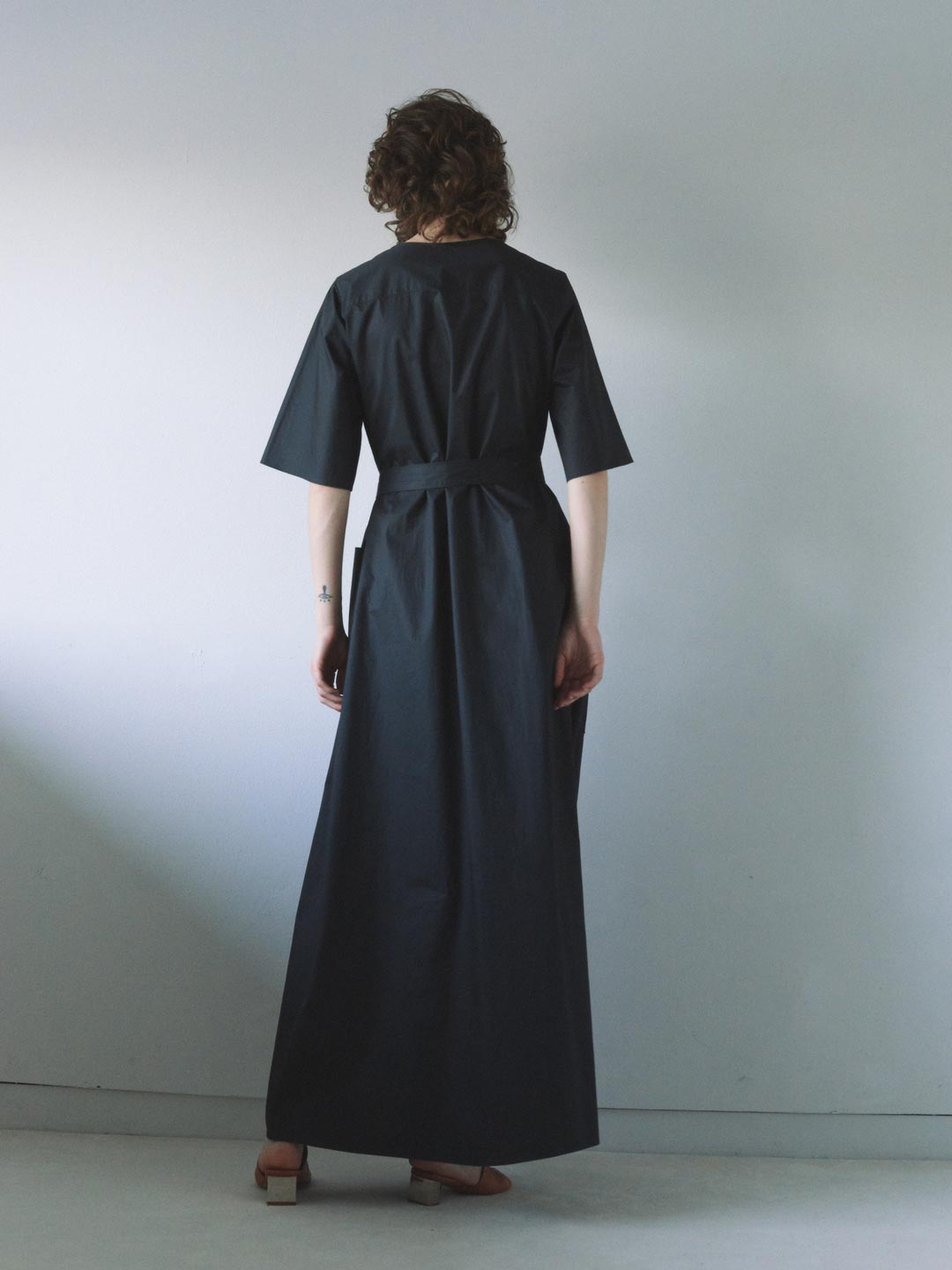 Cotton Broad Long Dress - Black