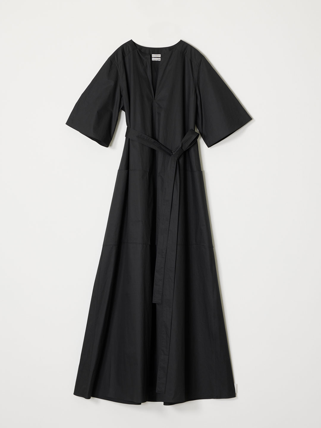 No.0085 Cotton Broad Long Dress - Black