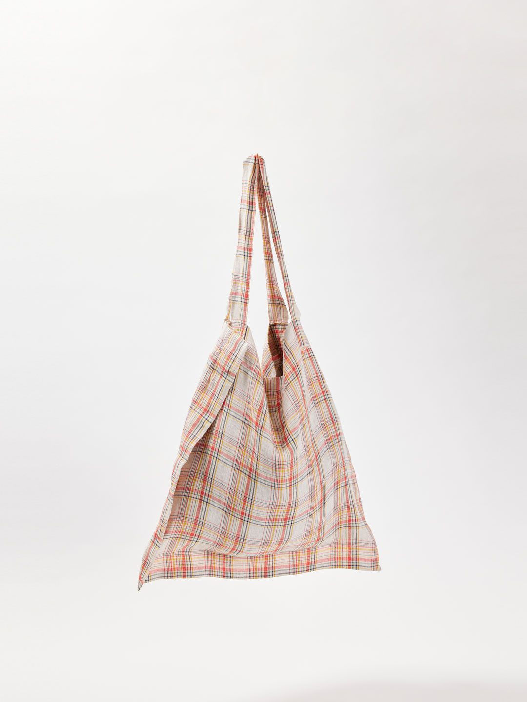 No.0390 Linen Check Tote Bag - Orange