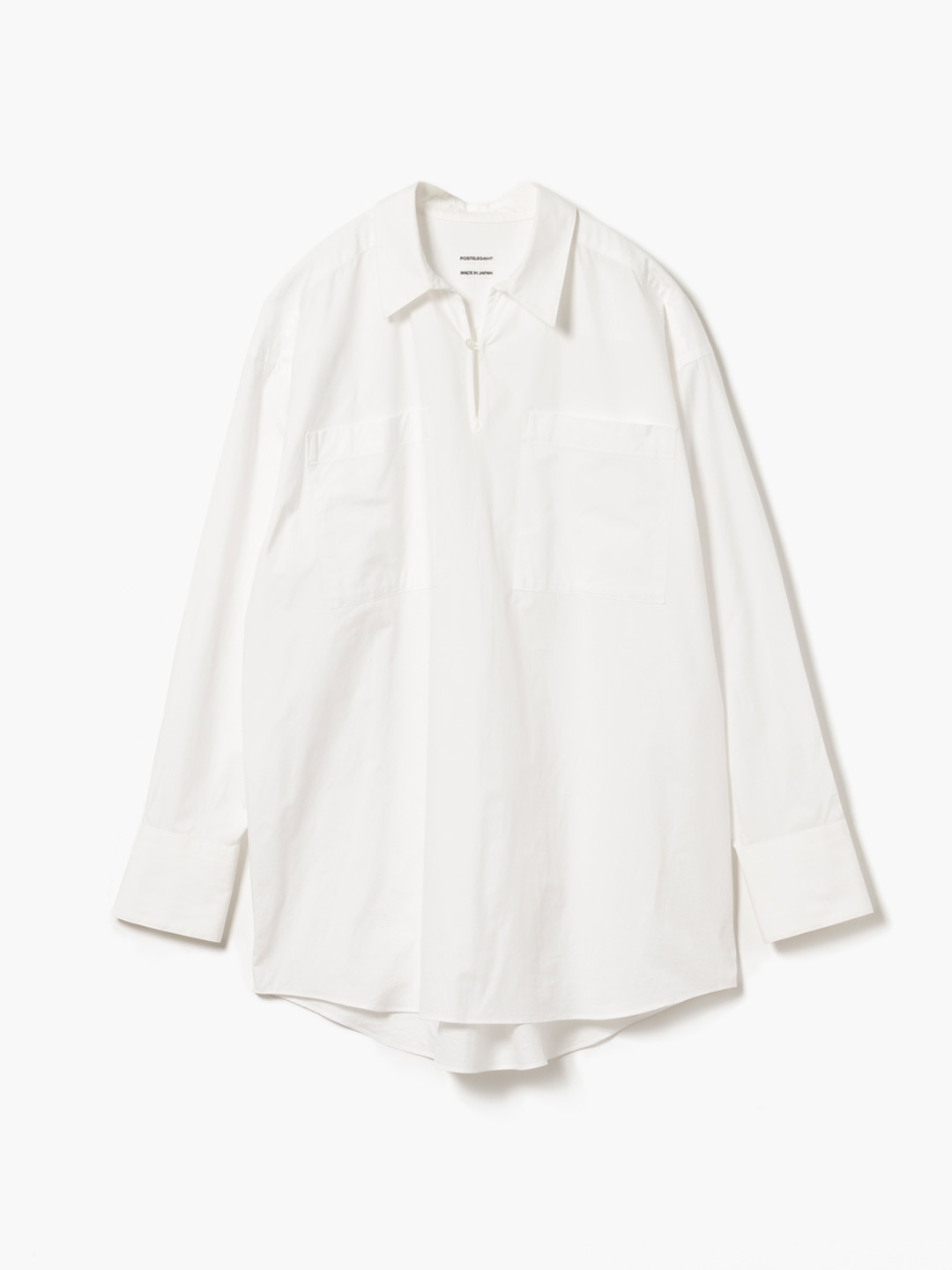 Fine Cotton Pull-Over Pocket Shirt - White