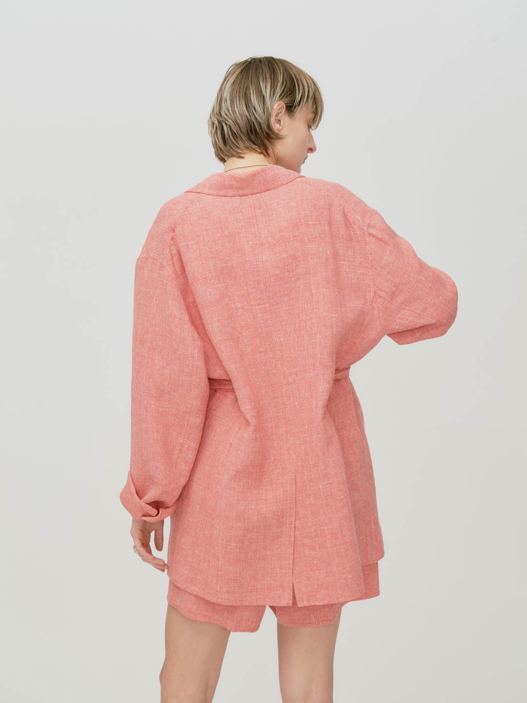 Linen Wool Rever Jacket - Red