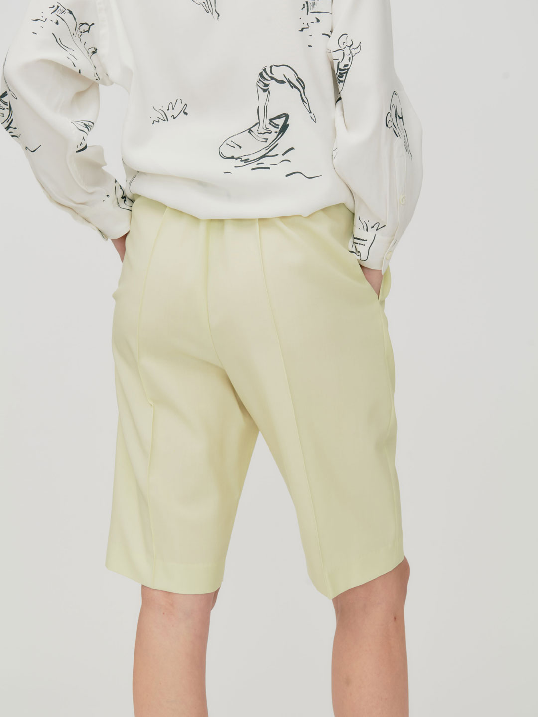 Wool Easy Short Trousers - Light Yellow