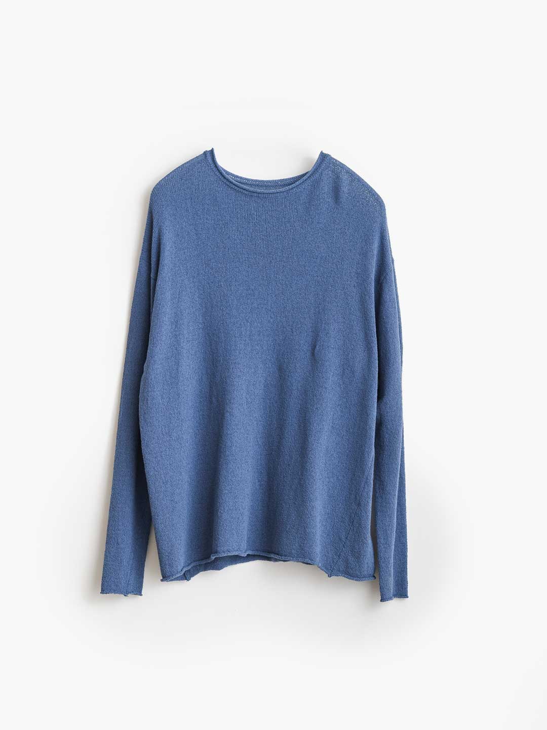 Cotton Boucle Pull-Over Knit - Blue