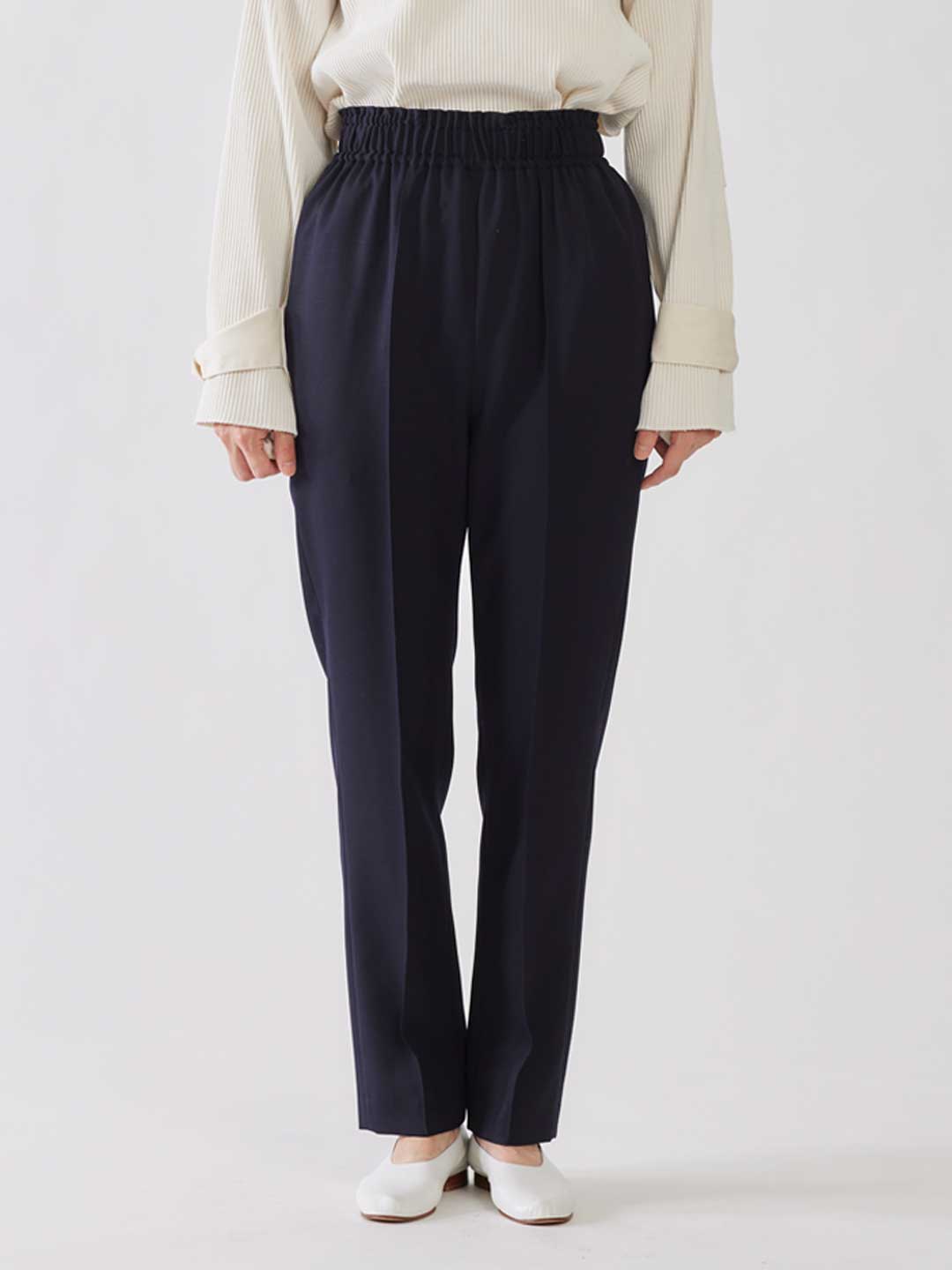 Wool Easy Trousers - Navy