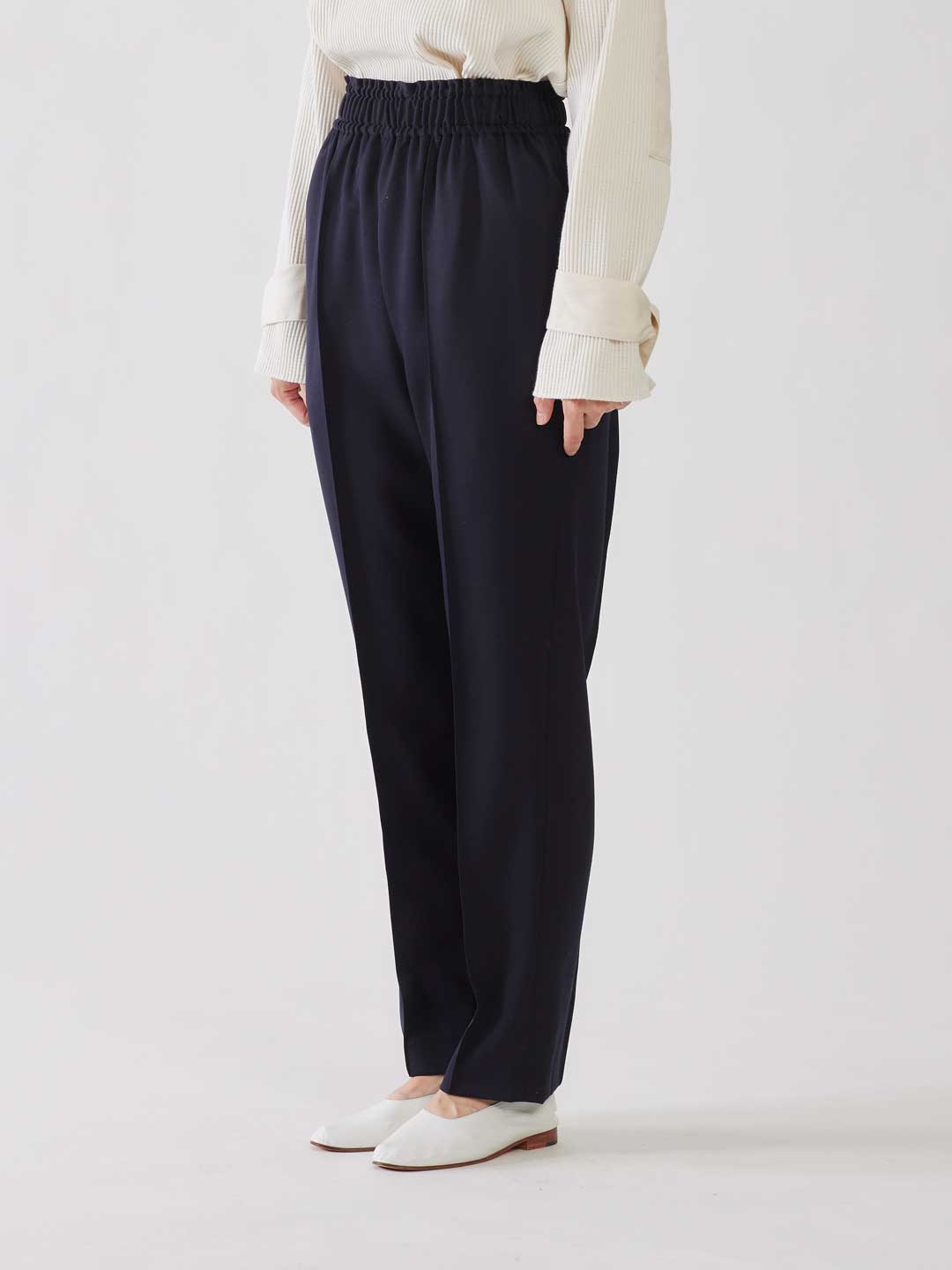 Wool Easy Trousers - Navy
