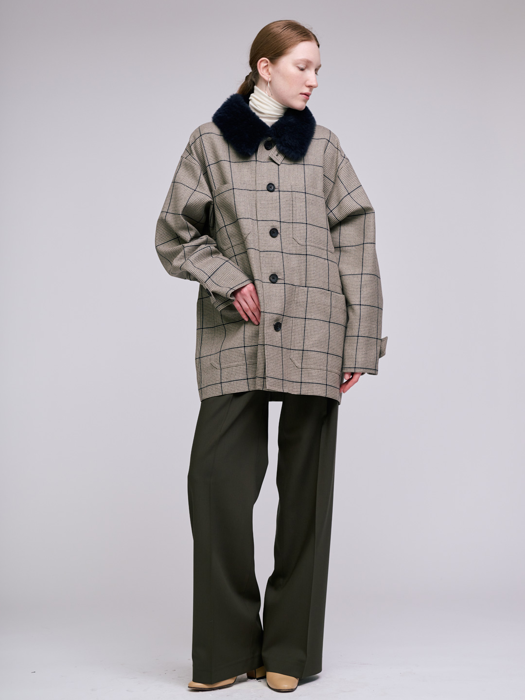 POSTELEGANT ポステレガント　ダークグレー ゴムウエスト スラックス POSTELEGANT(ポステレガント) テーパードスラックスパンツ