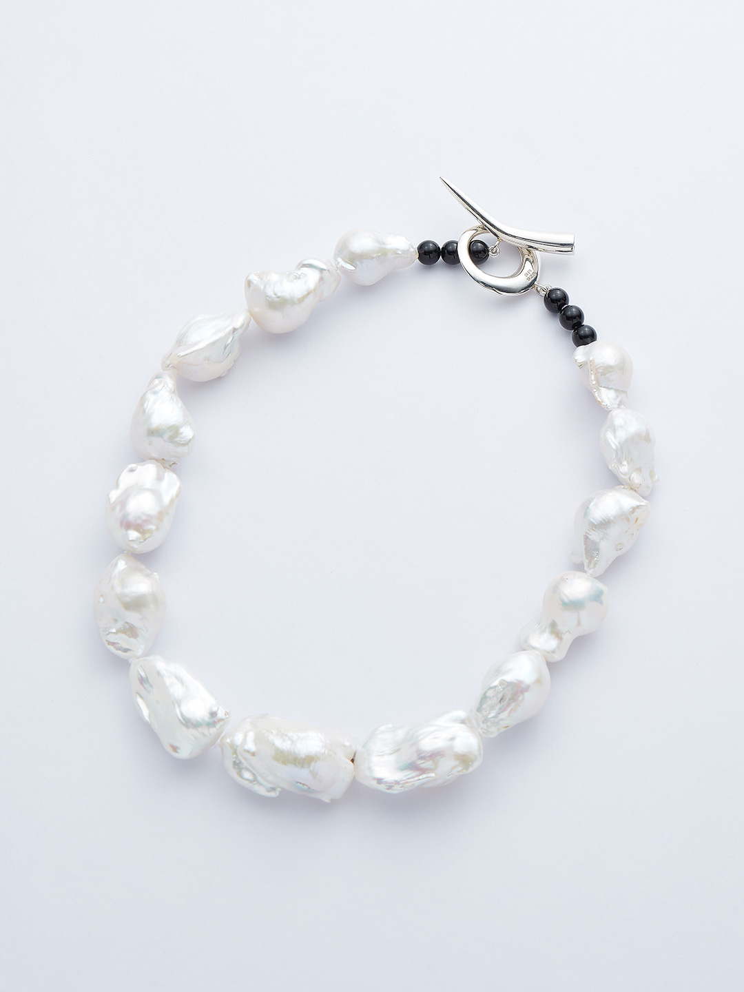 Baroque Pearl Collar Necklace - Silver