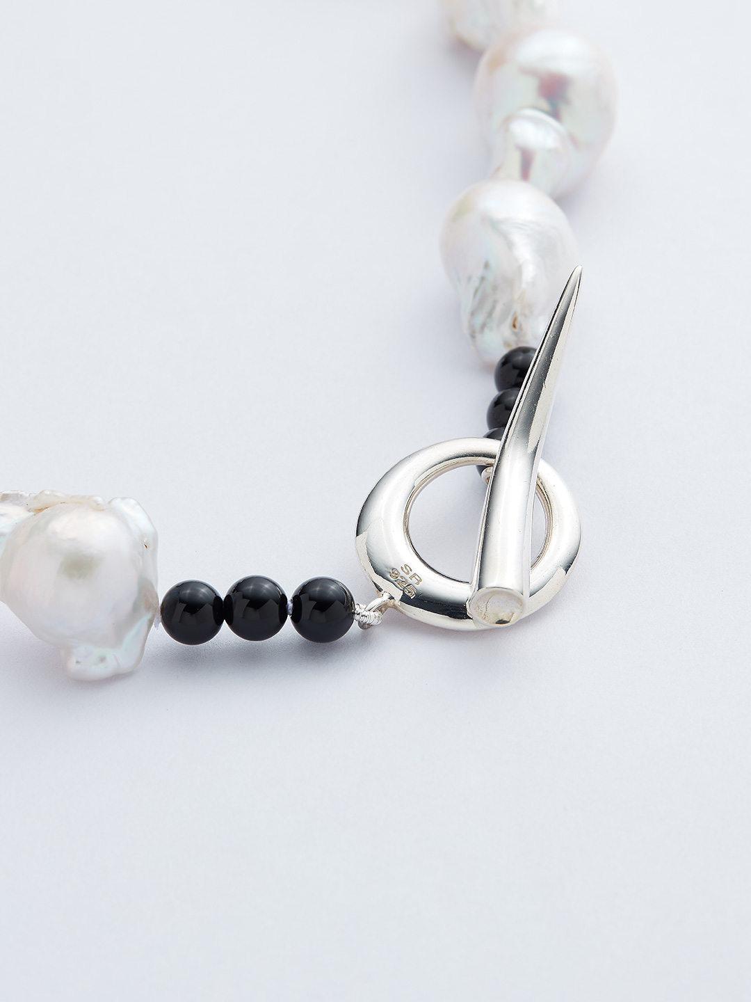 Baroque Pearl Collar Necklace - Silver