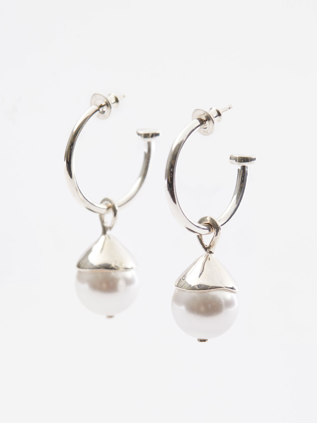 Pearl Hoop Pierced Earring – Silver