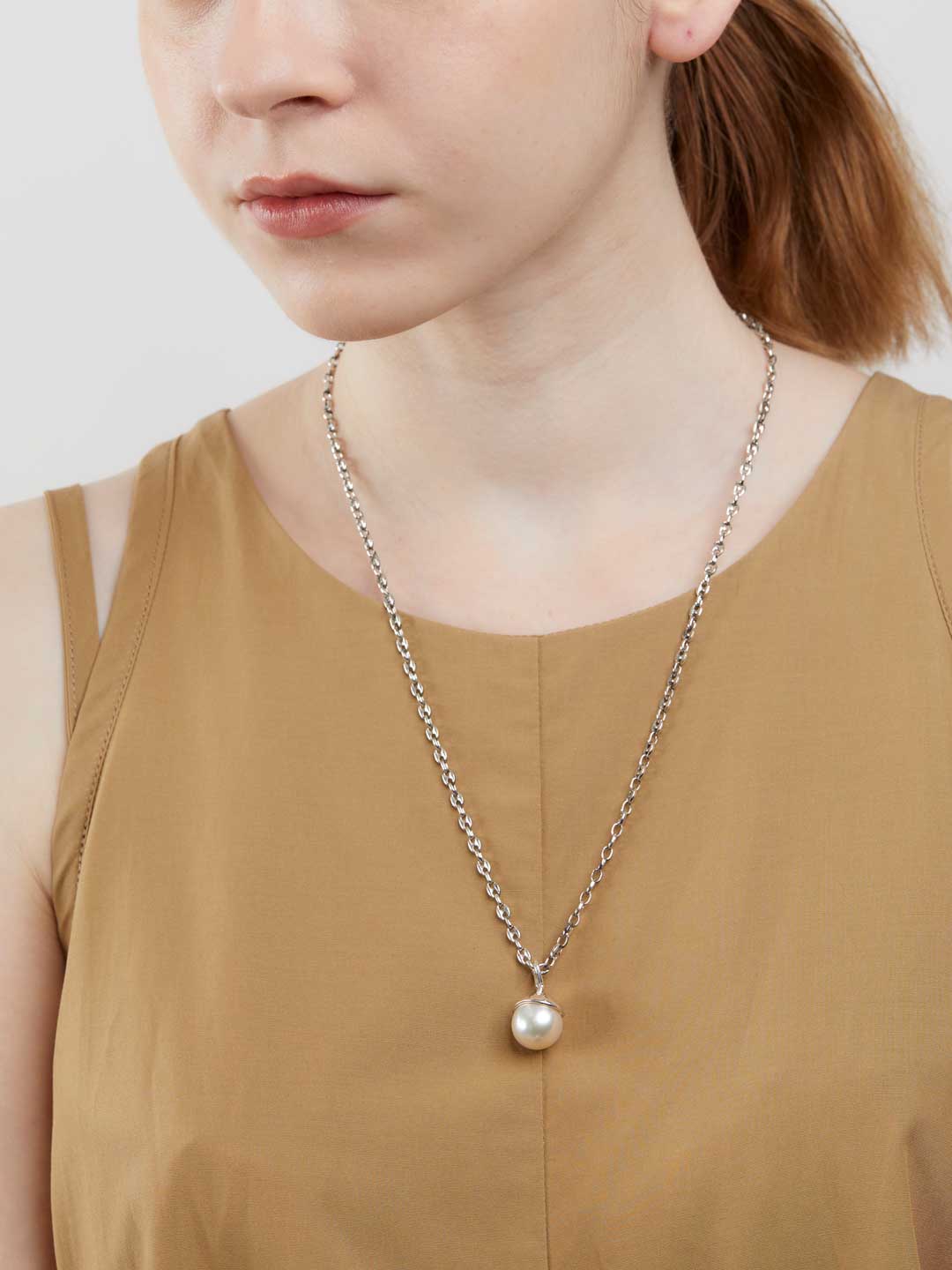 Pearl Tear Necklace 55cm - Silver