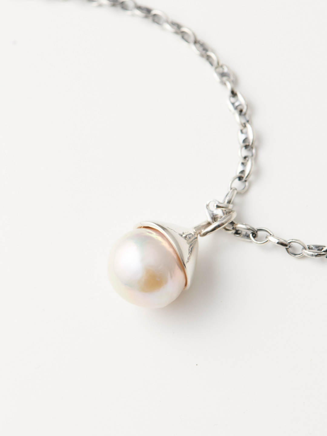 Pearl Tear Necklace 55cm - Silver