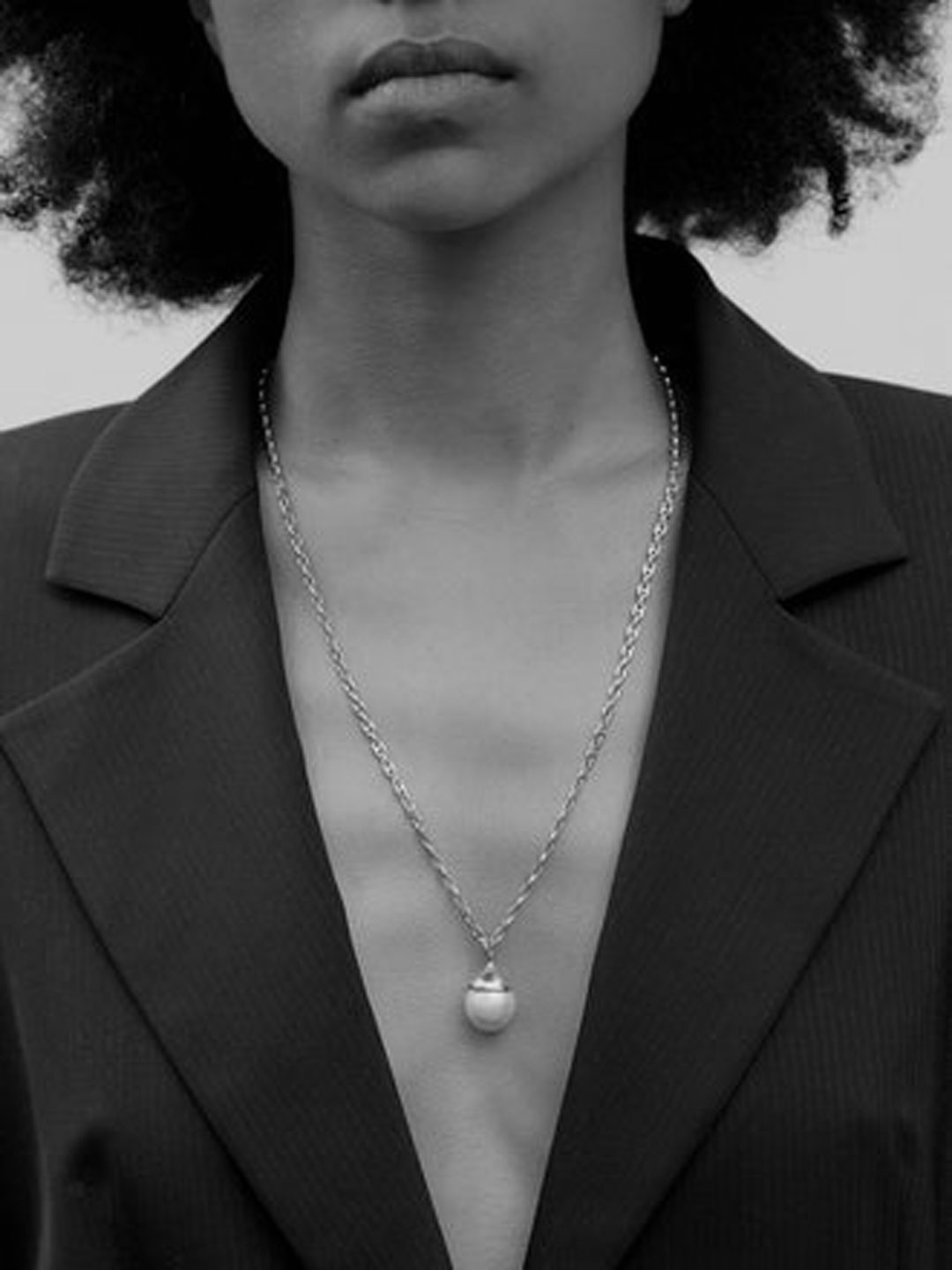 Pearl Tear Necklace 55cm - Silver