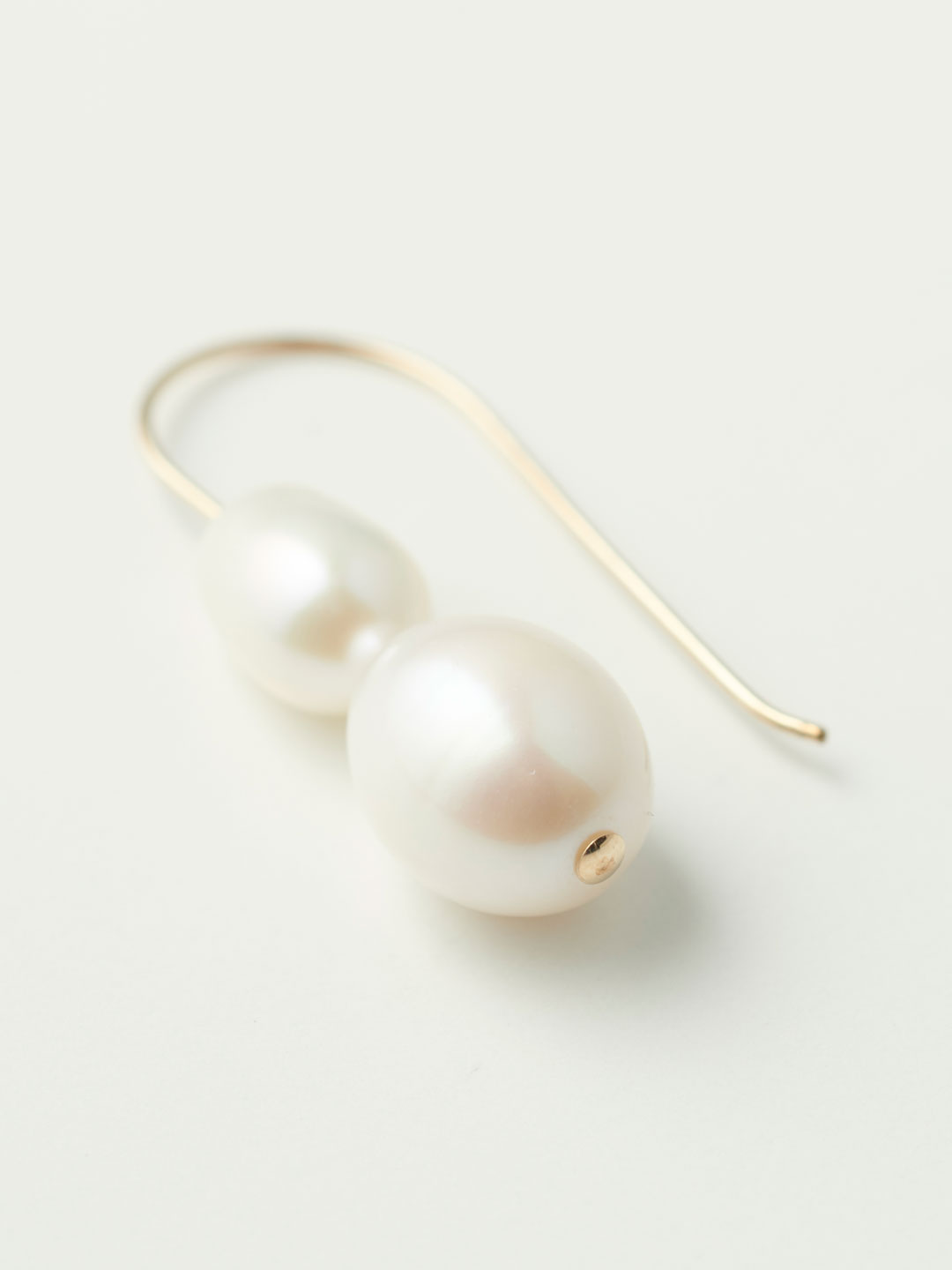 Double Pearl Pierced Earrings - Gold