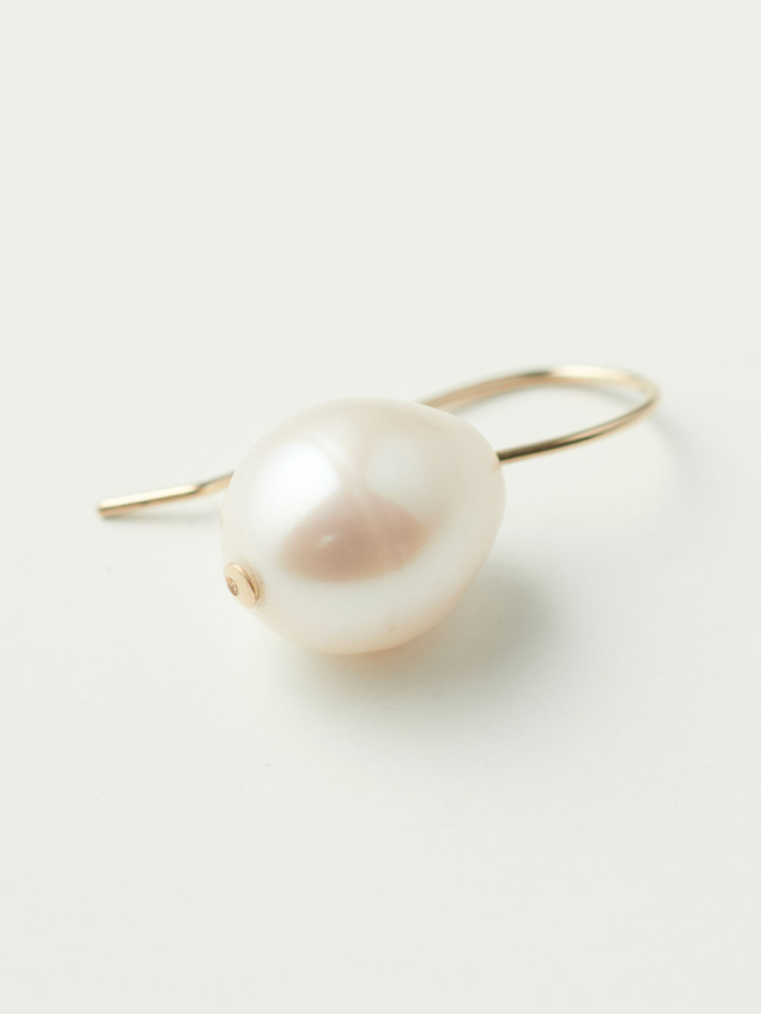 Single Pearl Pierced Earrings - Gold