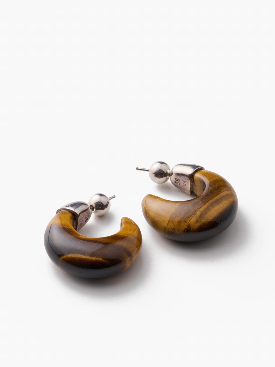 Tiger's Eye Donut Hoops - Silver
