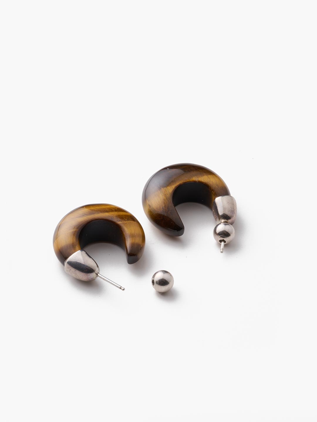 Tiger's Eye Donut Hoops - Silver