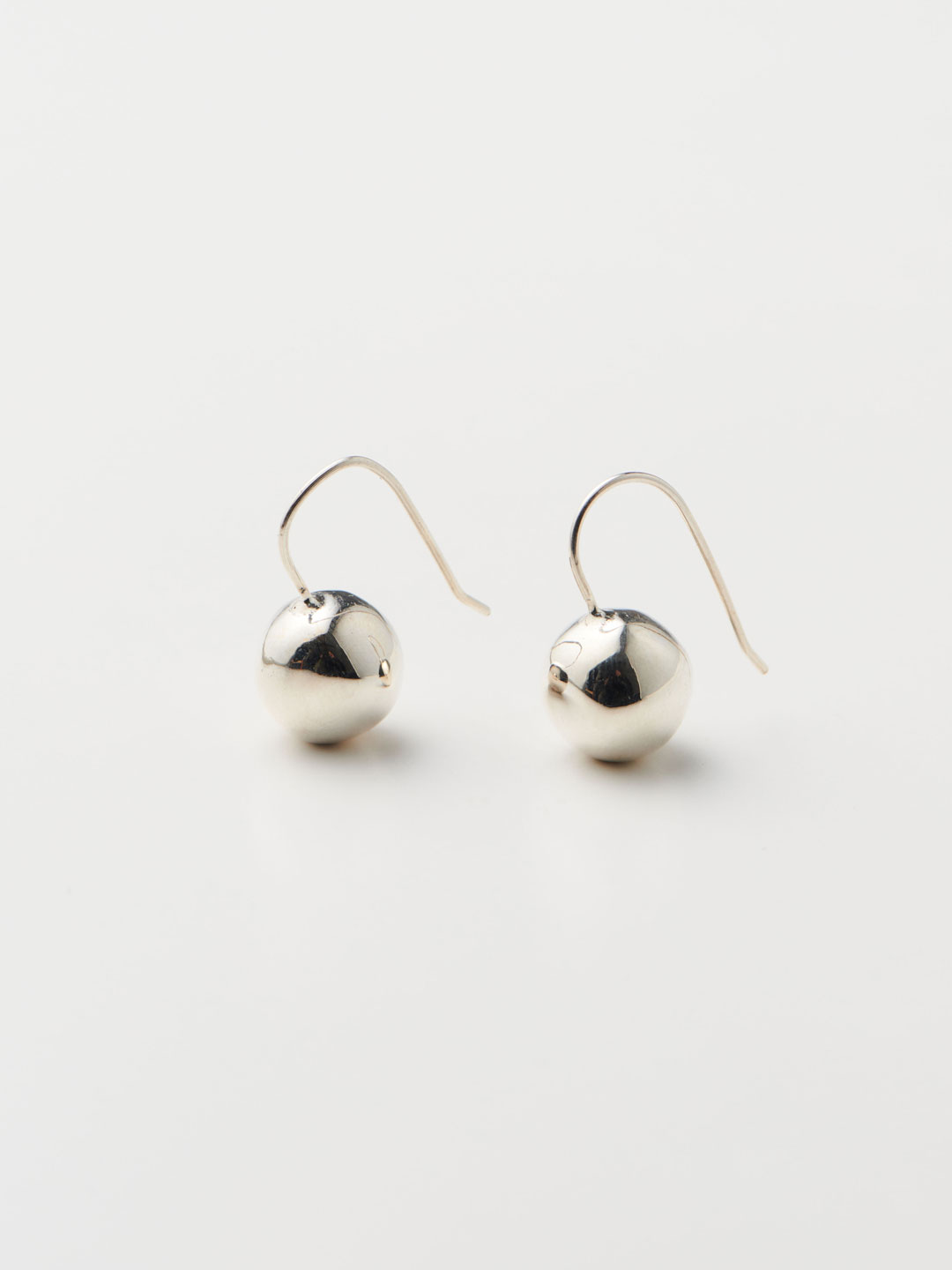 Simple Ball Drop Pierced Earrings - Silver