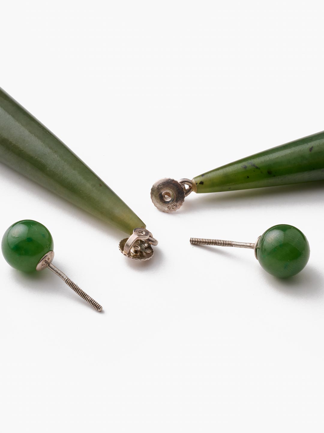 Jade Large Angelika Piereced Earrings - Silver