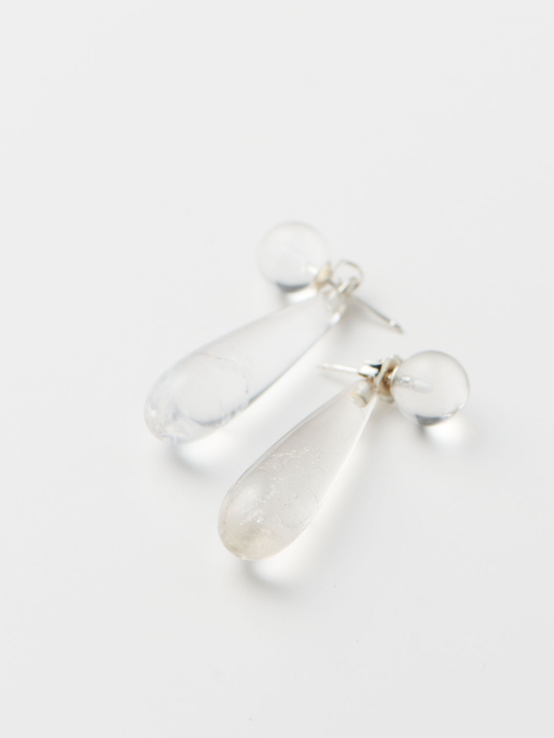 Quartz Small Angelika Pierecd Earrings - Silver