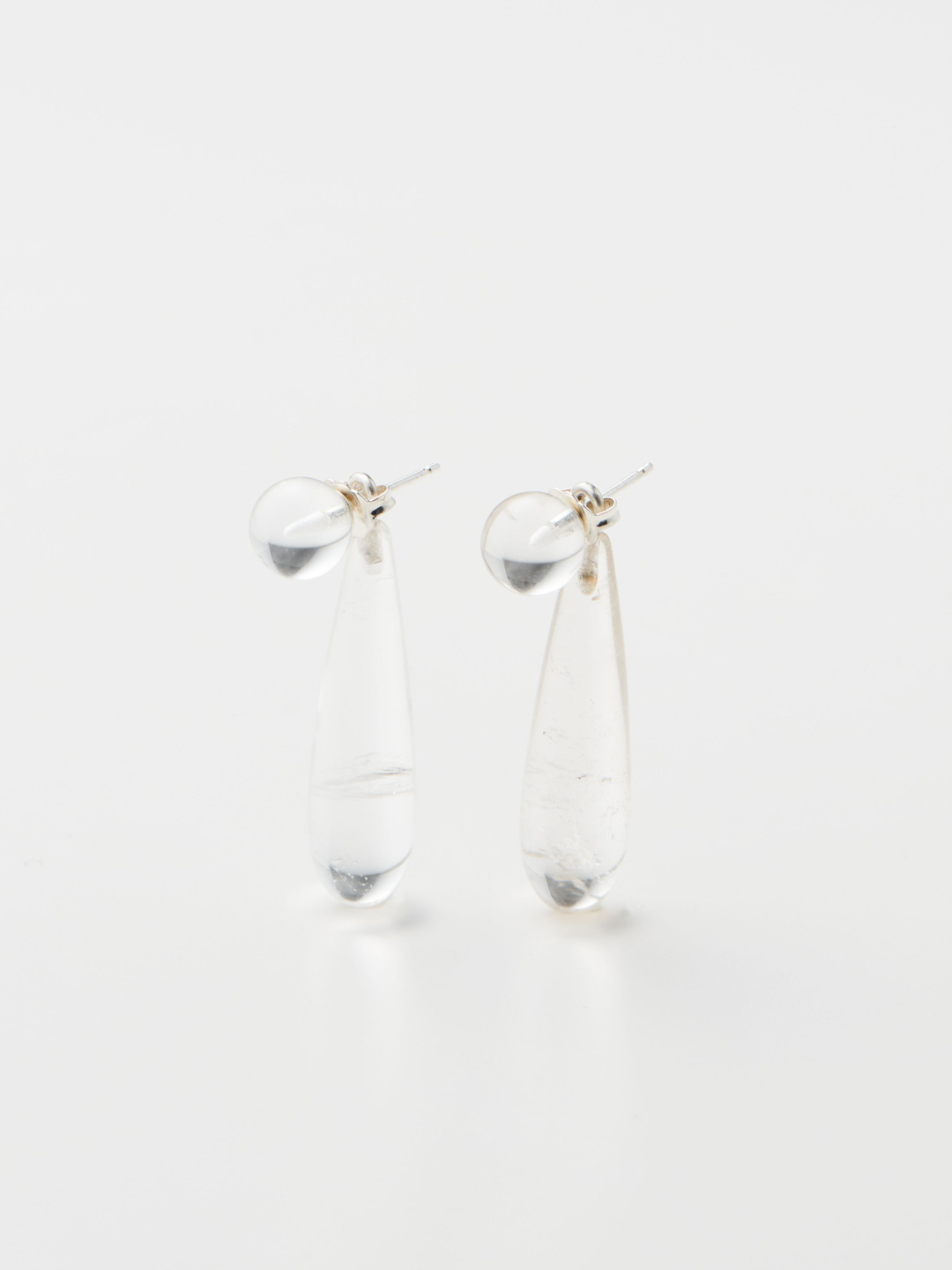 Quartz Small Angelika Pierecd Earrings - Silver
