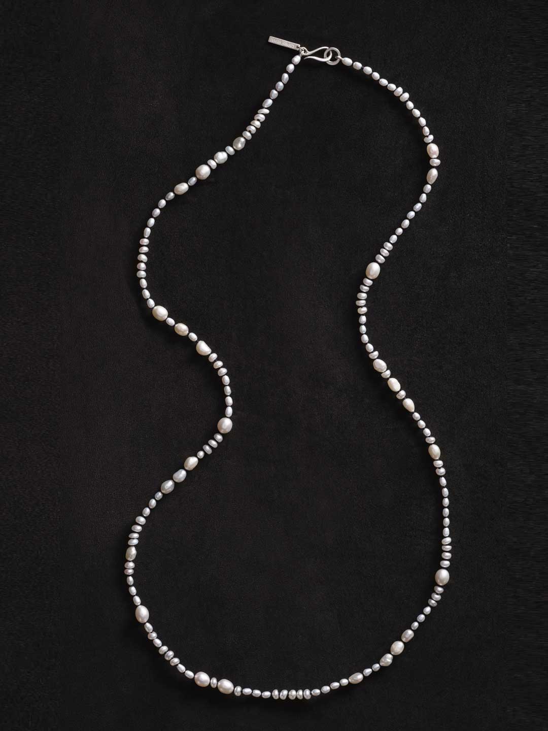 White Pearl Mermaid Necklace 76cm - Silver