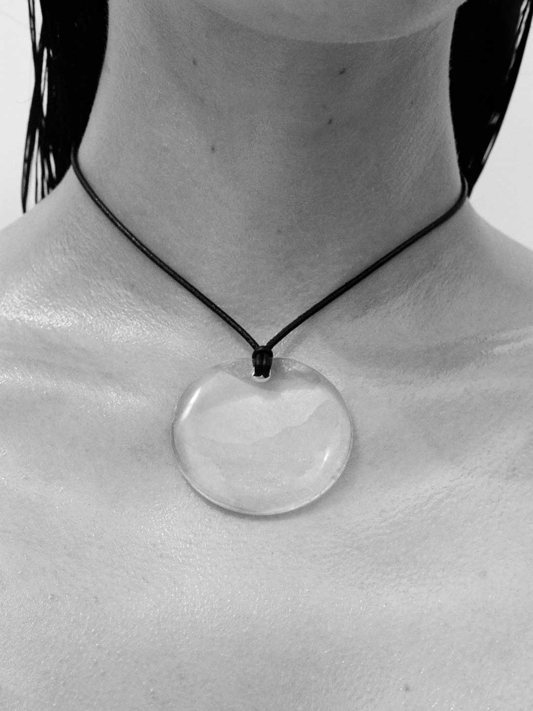 Medium Full Moon Pendant, Quartz - Silver