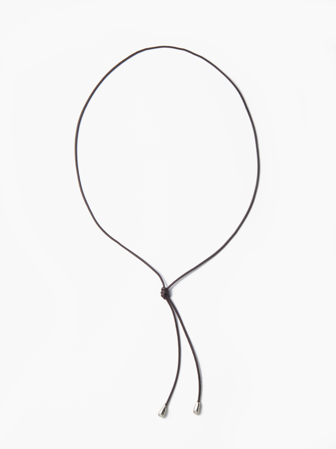 Elegant Shoelace Choker, Brown Vegan Leather - Silver