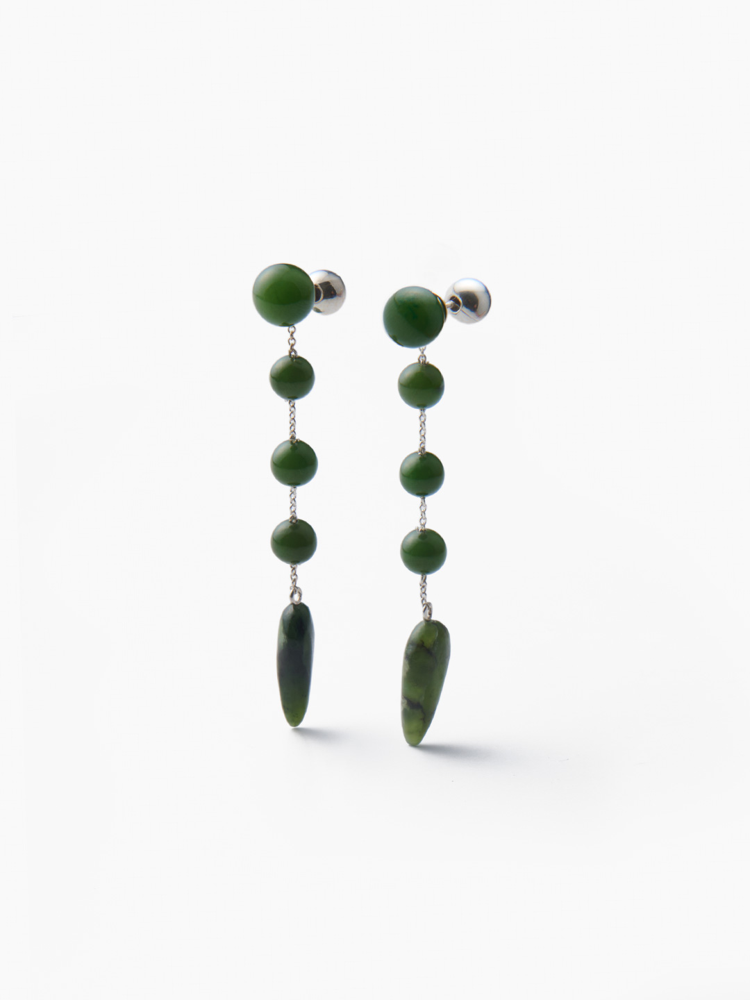 Small Phoenician Earrings, Jade - Silver