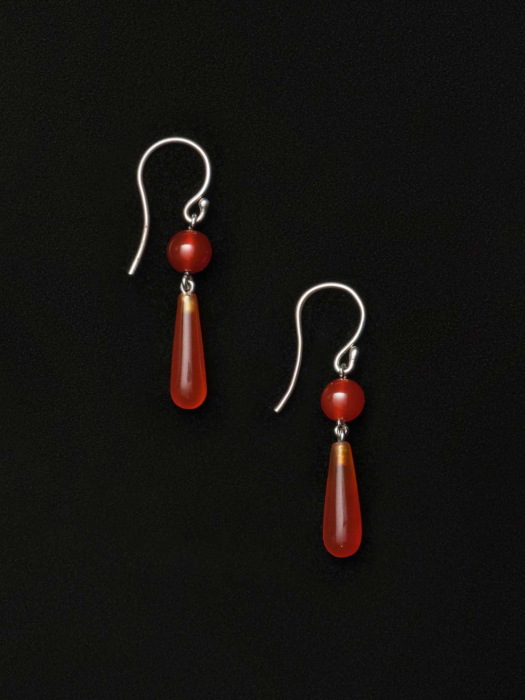 Tiny Isadore Earrings, Carnelian - Silver