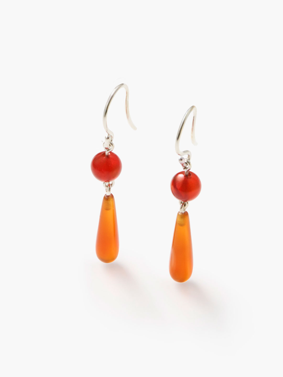 Tiny Isadore Earrings, Carnelian - Silver