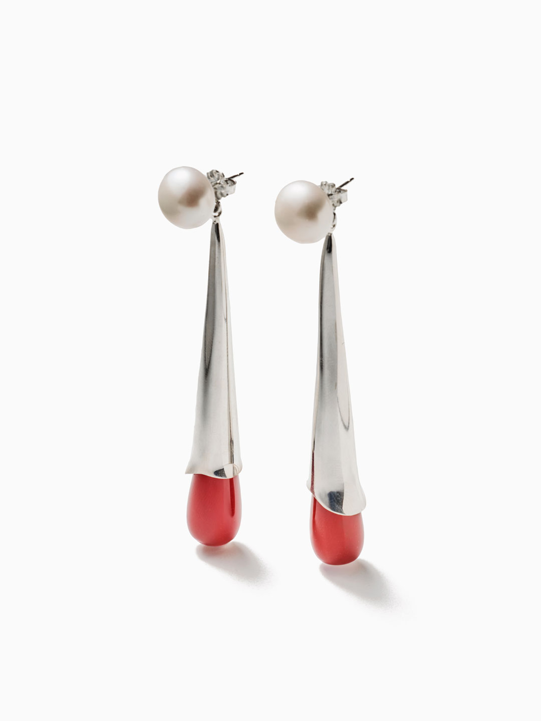 Lou Lou Pierced Earrings Carnelian  - Silver