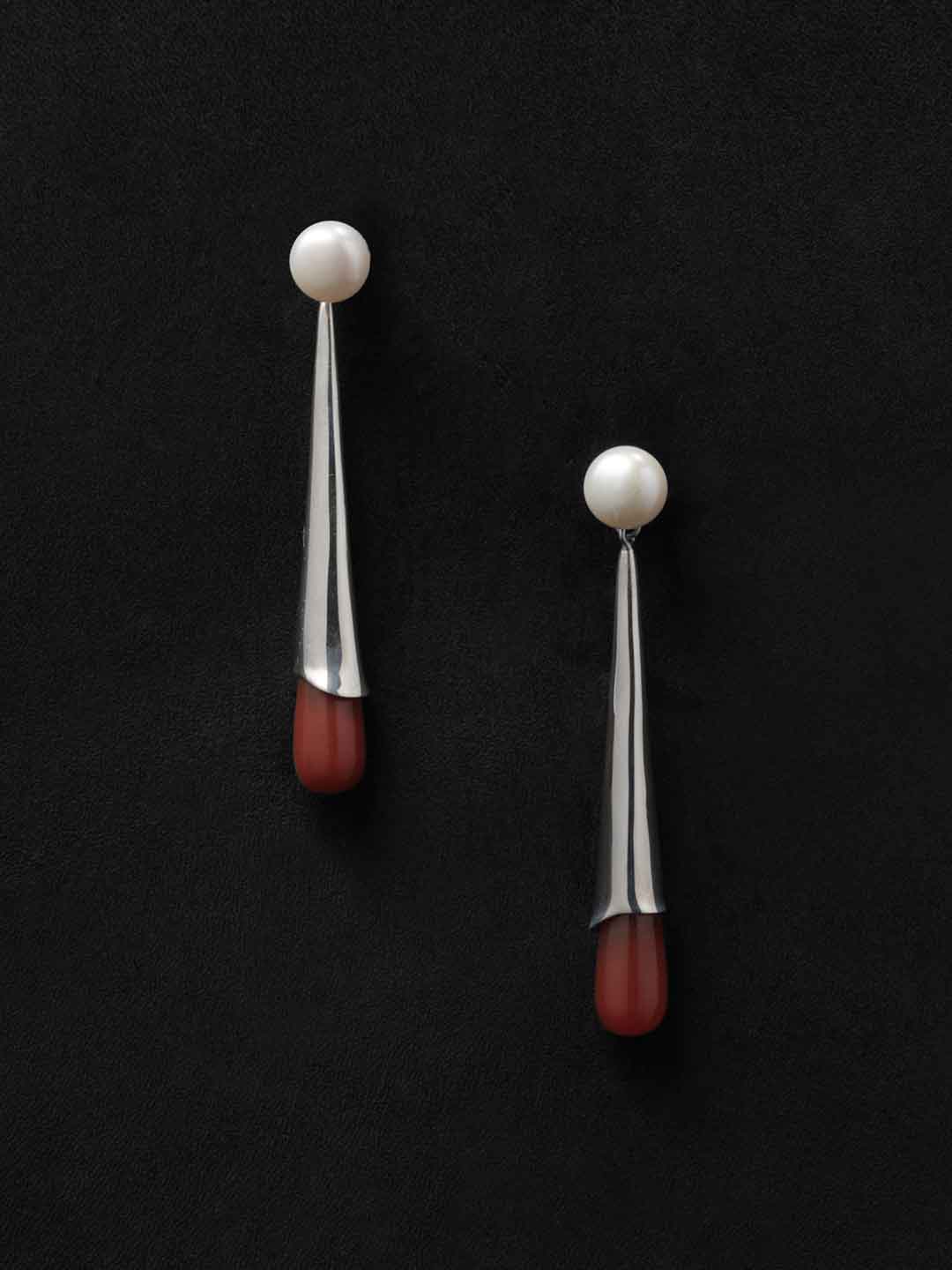 Lou Lou Pierced Earrings Carnelian  - Silver