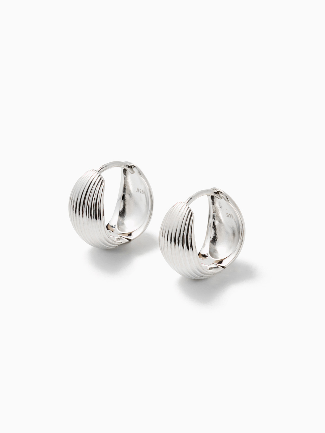 Large Reversible Hinged Hoop Piereced Earrings - Silver
