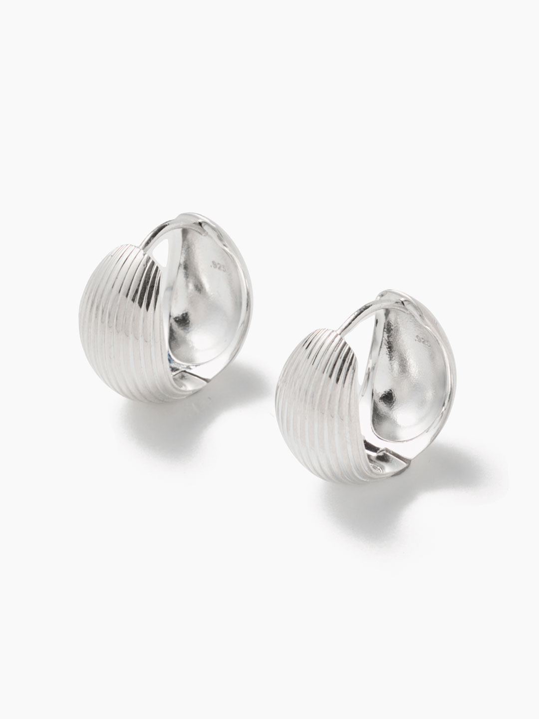 XL Reversible Hinged Hoops Piereced Earrings - Silver