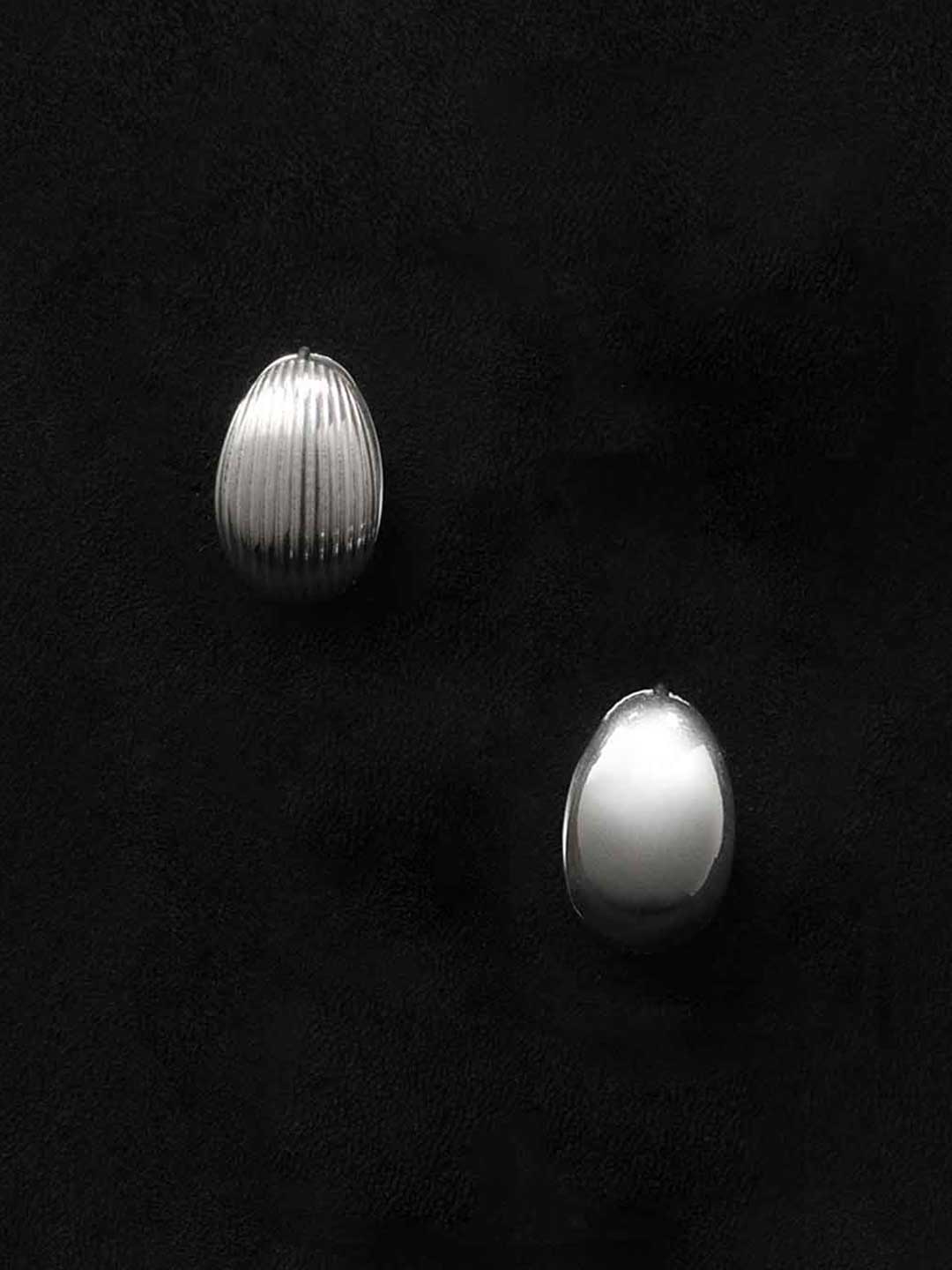 XL Reversible Hinged Hoops Piereced Earrings - Silver