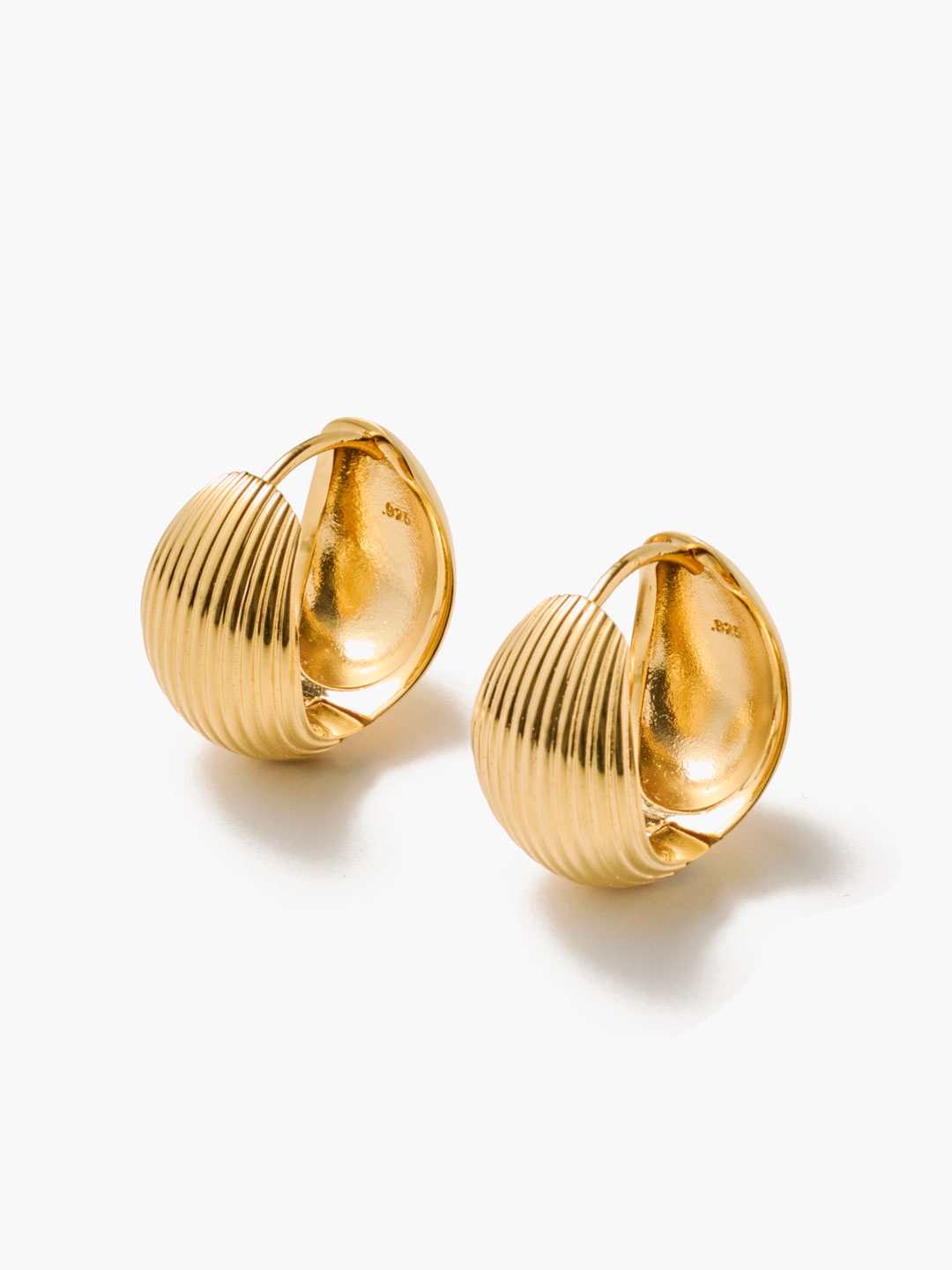 XL Reversible Hinged Hoops Piereced Earrings - Yellow Gold