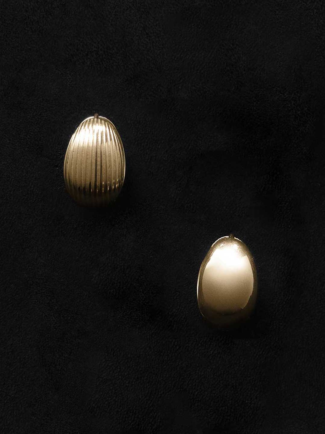 XL Reversible Hinged Hoops Piereced Earrings - Yellow Gold