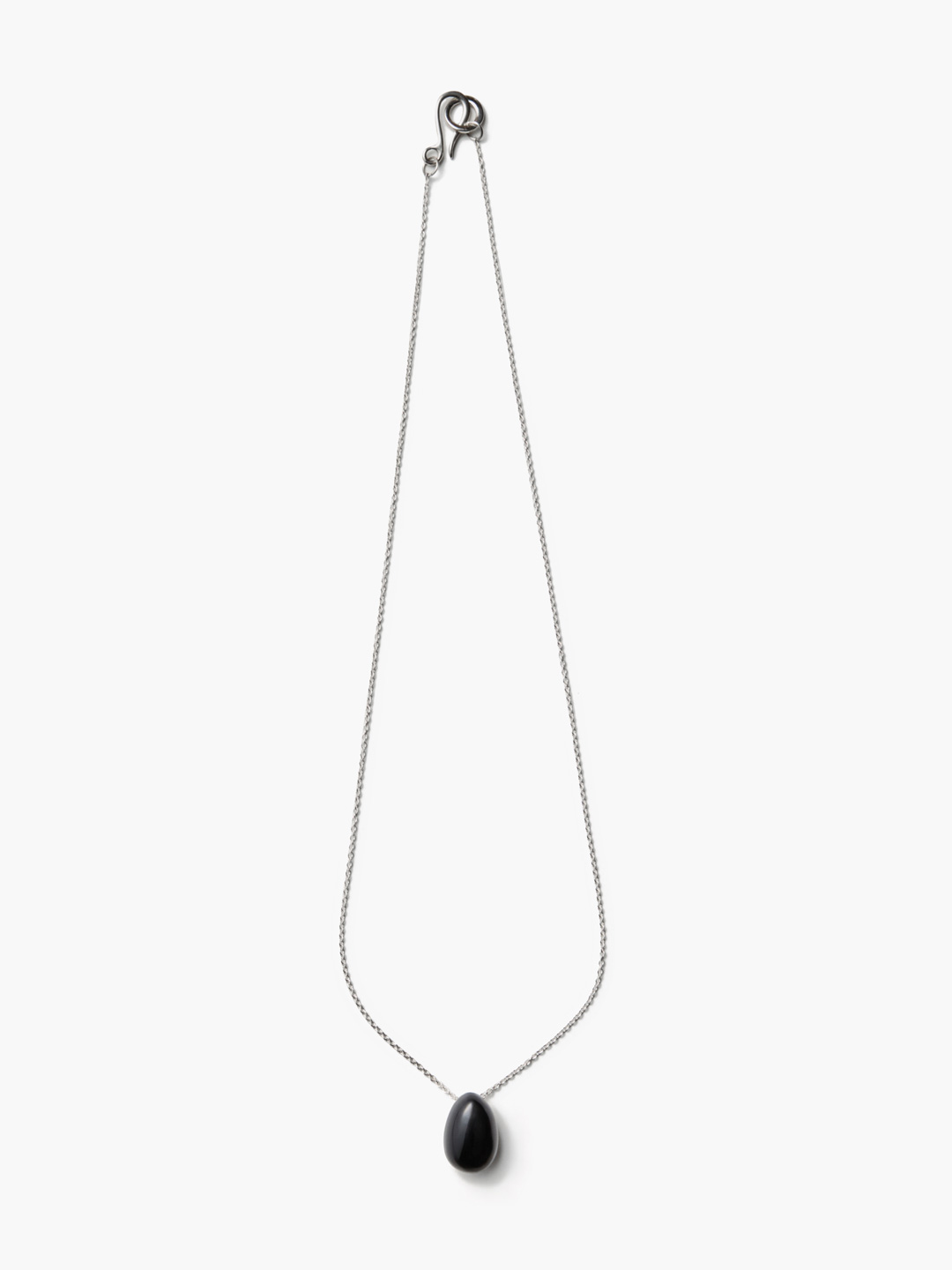 Tiny Egg Pendant Onyx  - Silver