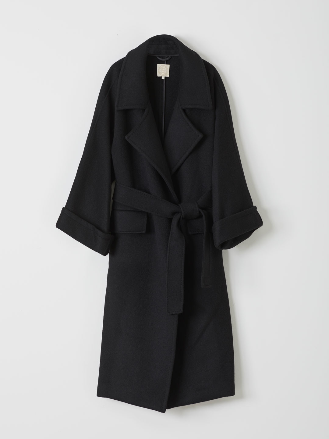 Belted Long Coat - Black
