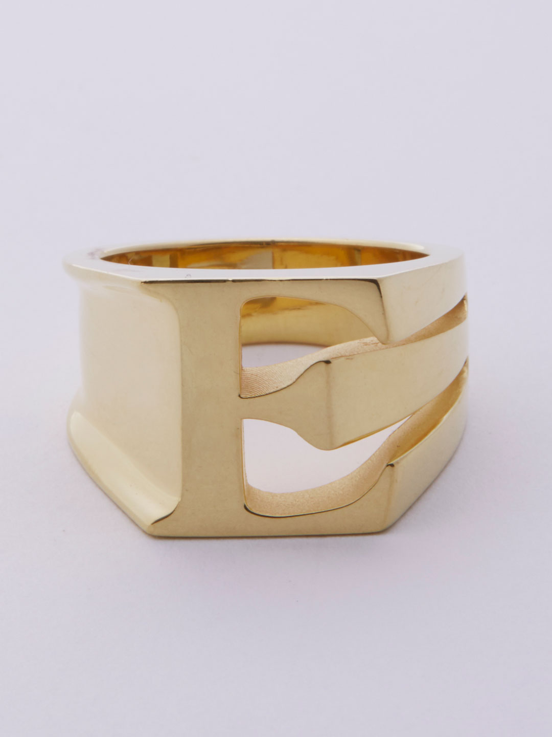 Alphabet Ring E - Gold