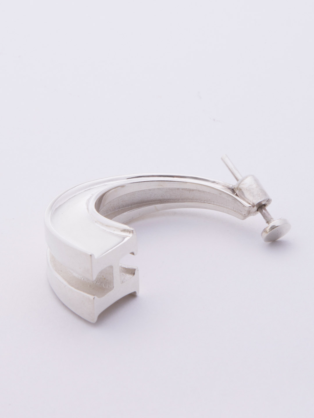 Alphabet Pierced Earring H  - Silver