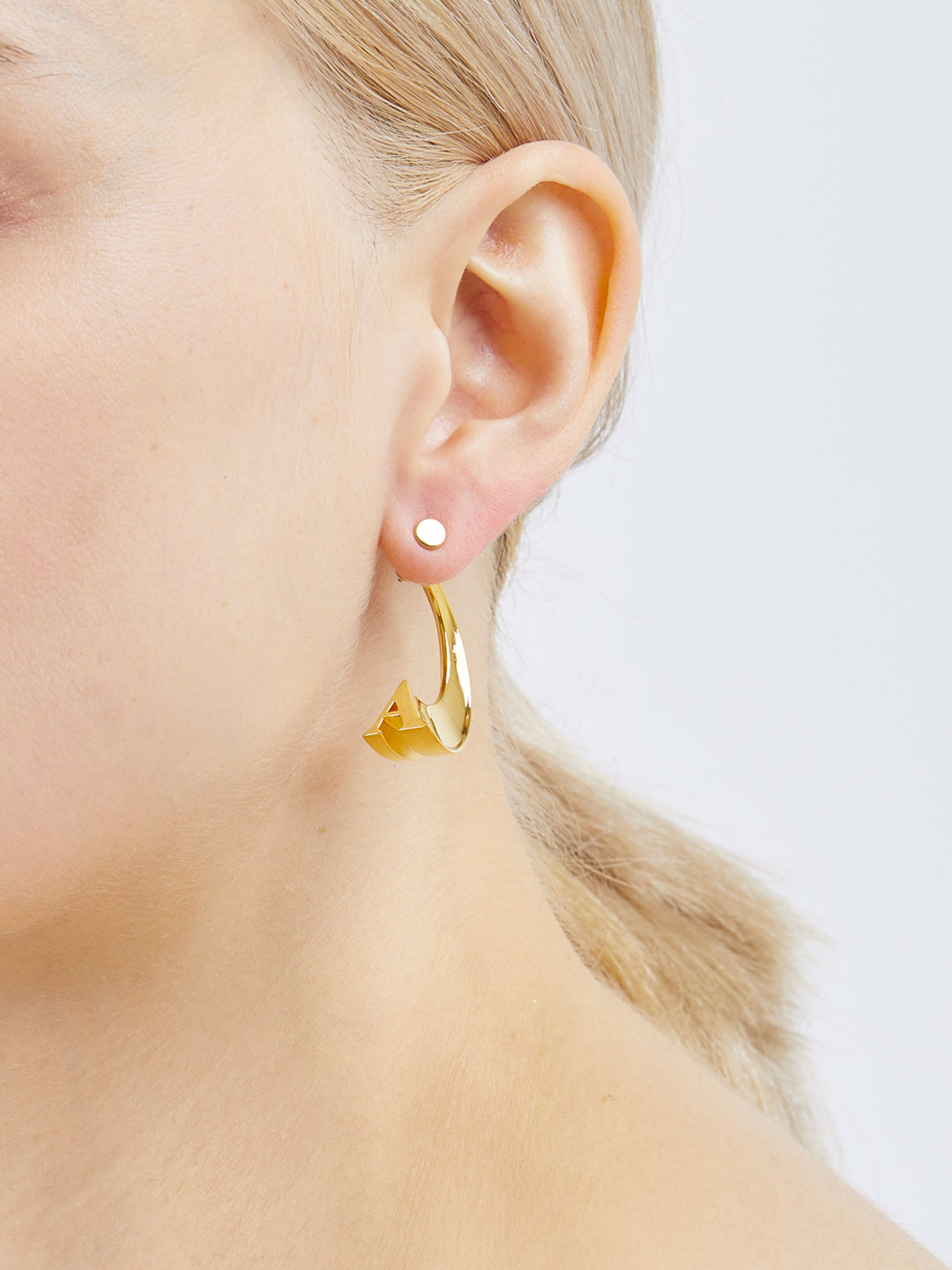 Alphabet Pierced Earring A  - Gold