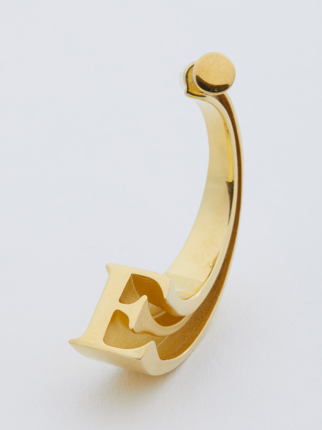 Alphabet Pierced Earring E  - Gold