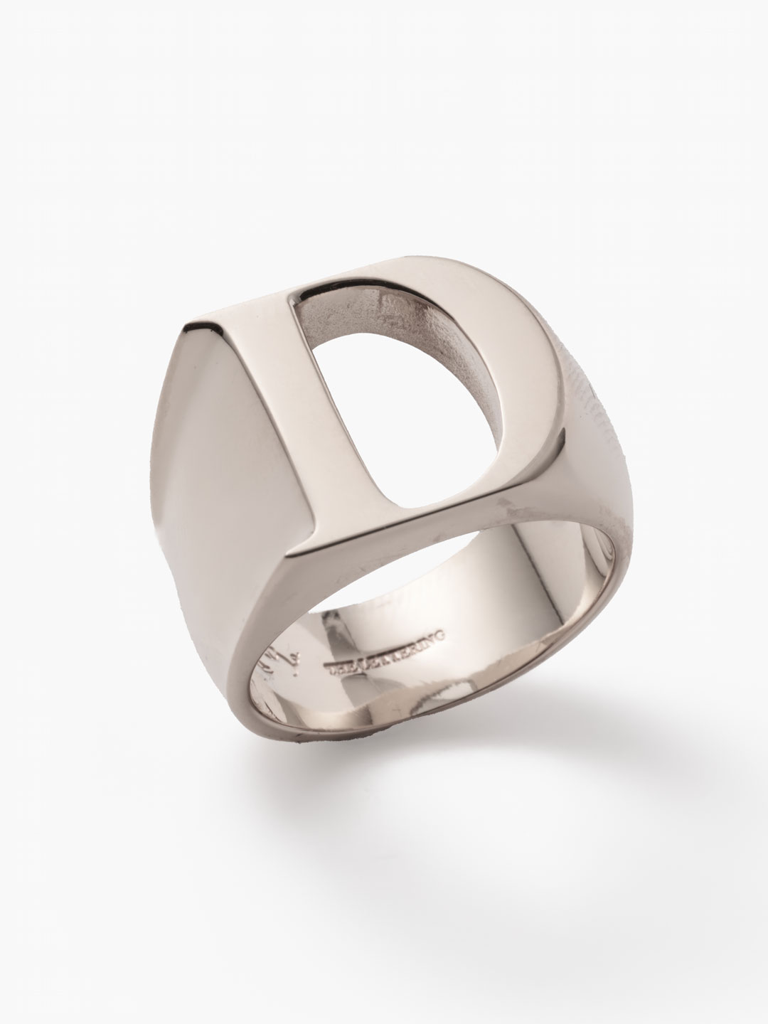 Alphabet Men's Ring D - Silver