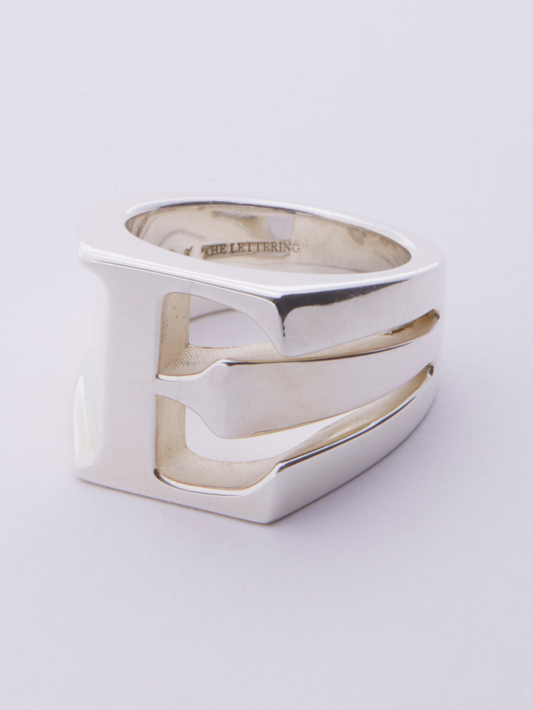 Alphabet Men's Ring E - Silver