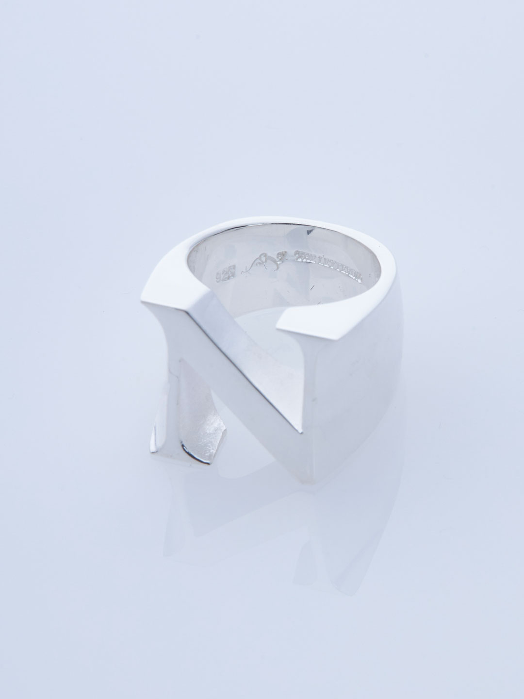 Alphabet Pinky Ring N   - Silver