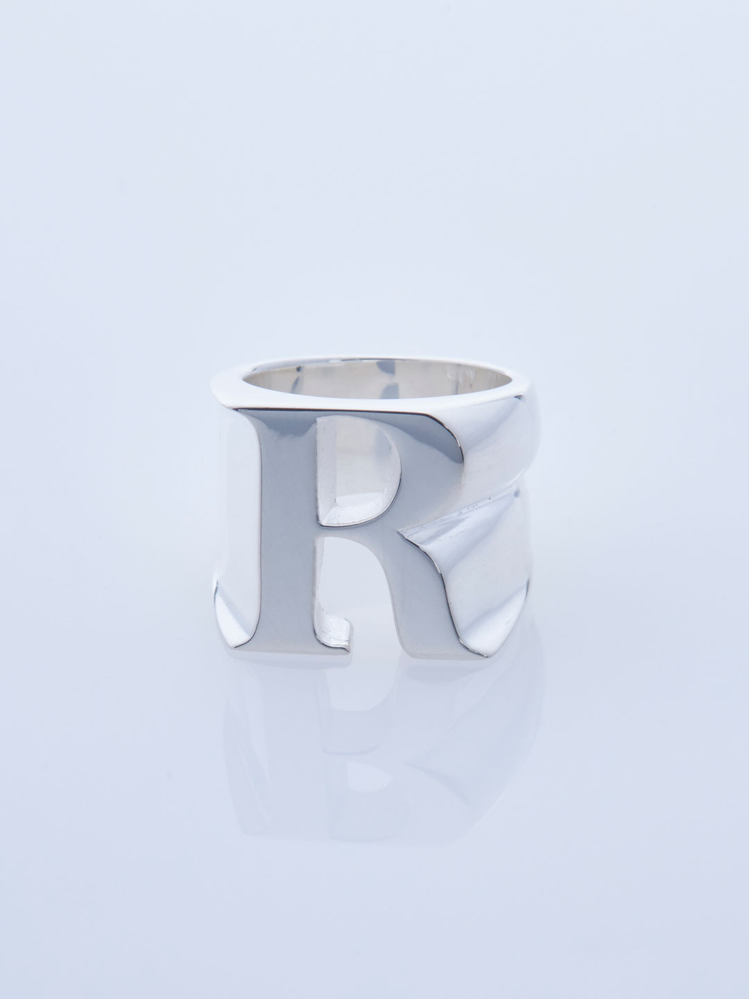 Alphabet Pinky Ring R  - Silver