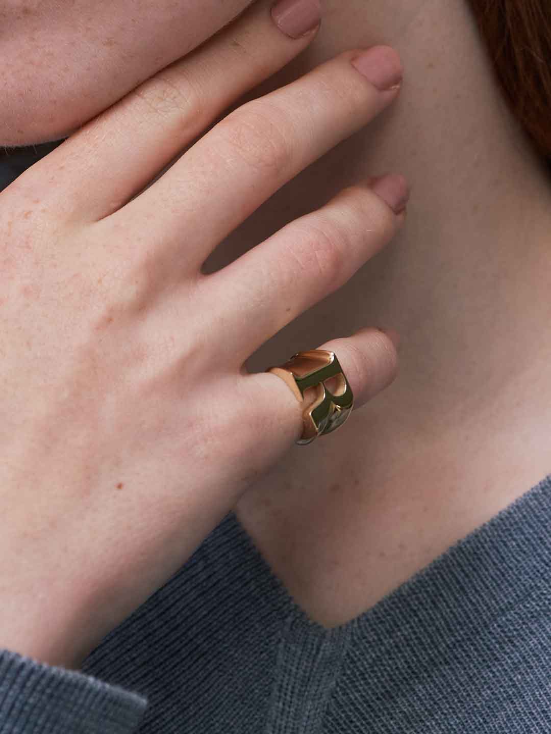18K Alphabet Pinky Ring - Gold